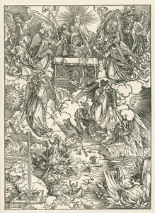 Las Siete Trompetas son entregadas a los Ángeles. El Apocalipsis de San Juan, c.1496-97 (xilografía) de Albrecht Dürer or Duerer