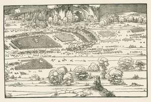 El asedio de una fortaleza. Bloque derecho de Albrecht Dürer or Duerer