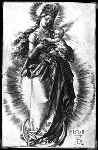 La Virgen y el Niño en una Media Luna con una Corona Estrellada de Albrecht Dürer