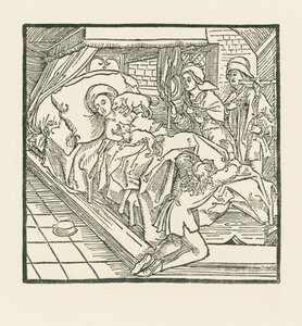 La noble dama de compañía que alimentaba tan bien a sus perros, pero dejaba que los pobres pasaran hambre, después de su muerte es lamida por los perros hasta que se vuelve negra como el carbón de Albrecht Dürer or Duerer