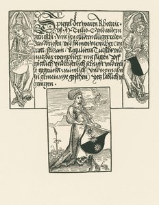 Mujer joven con escudo de armas de Albrecht Dürer or Duerer