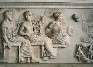 Poseidón, Apolo, Artemisa y Afrodita representados en el friso este del Partenón de Alcamenes (attr. to)