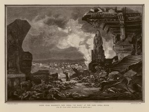Escena de la ópera de Massenet, Le Mage, en la Ópera de París (grabado) de Alcide Theophile Robaudi