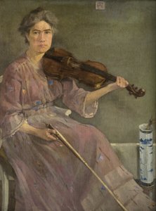 La mujer del artista, siglo XX (óleo sobre lienzo) de Alec Grieve