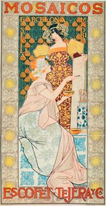 Publicite pour le carrelage de la marca ""Escofet,Tejera y Cía"" - Lithographie de Alexandre de Riquer e Ynglada (1856-1920)