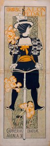 Anuncio ""Salon Pedal"" para una pista ciclista en Málaga (España) - Litografía de Alexandre de Riquer i Ynglada (1856-1920)