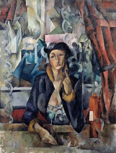 Retrato de la mujer del artista en un café de Aleksandr Aleksandrovich Osmerkin