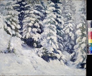 Bosque en invierno. Pintura de Alexander Alexeyevich Borisov (1866-1934). Óleo sobre lienzo, 78 x 90 cm de Aleksandr Alekseevich Borisov