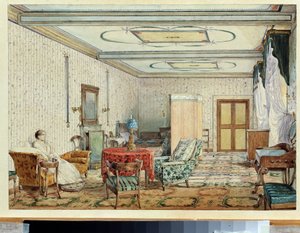 interior (interior). Obra de Alexander Andreyevich Ivanov (1806-1858), acuarela y blanco sobre papel, arte ruso del siglo XIX. Museo Estatal de Arte, Nizhny Novgorod (Rusia) de Aleksandr Andreevich Ivanov