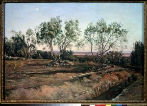 ""Olivos cerca del cementerio de Albano"" Pintura de Alexander Ivanov (1806-1858) 1845 Galería Estatal Tretyakov, Moscú de Aleksandr Andreevich Ivanov
