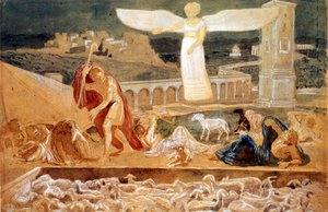 Aparición de un ángel anunciando el nacimiento de Cristo (óleo sobre lienzo) de Aleksandr Andreevich Ivanov
