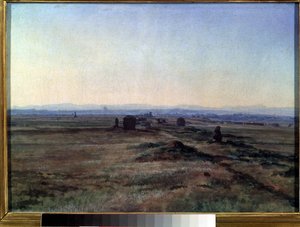 ""Vista de Via Appia (Vía Apia) al atardecer"" Pintura de Alexander Ivanov (1806-1858) 1845 Galería Estatal Tretyakov, Moscú de Aleksandr Andreevich Ivanov