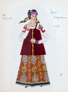 Diseño de vestuario para la obra La tormenta de Alexander Ostrovsky, 1916 de Aleksandr Jakovlevic Golovin