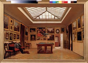 En una sala de billar. Pintura de Alexander Ivanovich Morozov (1835-1904), óleo sobre lienzo de Aleksandr Ivanovich Morozov