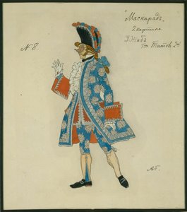 Diseño de vestuario para la obra La Mascarada de M. Lermontov, 1917