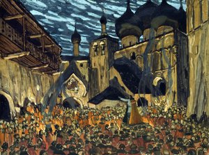 Diseño escénico para la ópera La doncella de Pskov de N. Rimsky-Korsakov de Aleksandr Jakovlevic Golovin