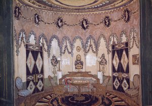 Diseño de escenario para la obra de teatro Dos hermanos de M. Lermontov, 1915