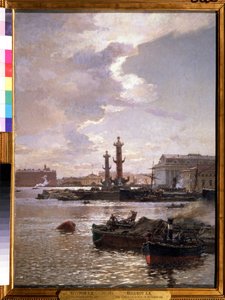 La Bolsa de Valores de San Petersburgo. Pintura de Alexander Karlovich Beggrov (1841-1914). Óleo sobre lienzo, 80 x 58 cm de Aleksandr Karlovich Beggrov