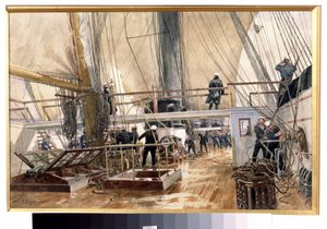 La fragata Svetlana (La fragata Svetlana). Pintura de Alexander Karlovich Beggrov (1841-1914). Acuarela sobre papel, 29,1 x 44,5 cm de Aleksandr Karlovich Beggrov