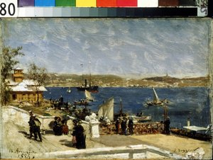 Paseo marítimo en la costa de Sebastopol (Paseo marítimo en Sebastopol). Pintura de Alexander Karlovich Beggrov (1841-1914). Óleo sobre tela de Aleksandr Karlovich Beggrov