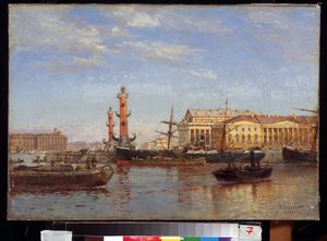 Vista de San Petersburgo desde el Neva. (Vista de San Petersburgo desde el Neva). Pintura de Alexander Karlovich Beggrov (1841-1914). Óleo sobre lienzo, 46 ​​x 65 cm de Aleksandr Karlovich Beggrov