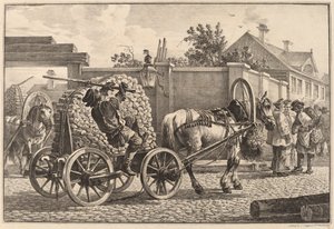 Portero ruso llevando madera en un carro de Aleksandr Osipovich Orlovskii