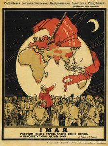 El 1 de mayo. Los trabajadores no tienen nada que perder, pero tienen todo el mundo por ganar - Apsit, Alexander Petrovich (1880-1944) - 1919 de Aleksandrs Apsit