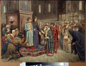 Elección de Michel Romanov al rango de zar el 14 de marzo de Aleksei Danilovich Kivshenko