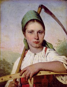 Campesina con una guadaña y un rastrillo, c.1825 de Aleksei Gavrilovich Venetsianov