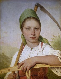 Campesina con una guadaña y un rastrillo de Aleksei Gavrilovich Venetsianov