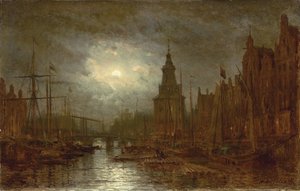 Ámsterdam de noche, 1870s de Aleksei Petrovich Bogolyubov