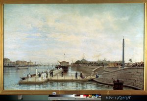 ""Ceremonia por el bicentenario (200 aniversario) del nacimiento del Zar Pedro I el Grande (1672-1725) en el Neva en San Petersburgo"" Pintura de Alexei Petrovich Bogolyubov (Bogoliubov o Bogolioubov) (1824-1896) 1872 Estado Ruso Museo, San