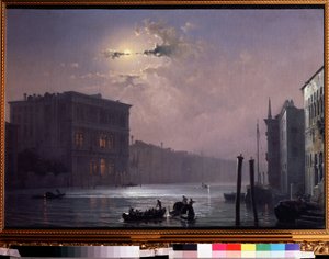 El Gran Canal de Venecia (Italia (El Gran Canal de Venecia). Pintura de Alexei Petrovich Bogolyubov (Bogoliubov o Bogoliubov) (1824-1896). Óleo sobre lienzo, posterior a 1854, 63,8 x 90,5 cm, arte ruso. Estado V. Tropinin Museo, Moscú.