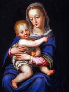 Virgen con el Niño (óleo sobre cobre plateado) de Alessandro Allori