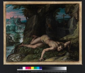 La tentación de San Benito, c.1587 de Alessandro Allori