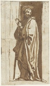 Santo de pie en un nicho (¿Juan el Bautista?) de Alessandro Casolani (possibly)