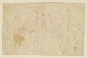 Estudios de Ángeles y Cupidos (Anverso); Estudios de arquitectura (verso) de Alessandro Casolani