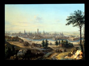 Vista de Danzig; Capriccio Vista de un palacio (metal: cobre plateado) de Alessandro Greuenbroeck