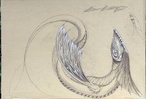 Criatura Fantástica: Dragón de mar. Boceto de Alessandro Lonati de Alessandro Lonati