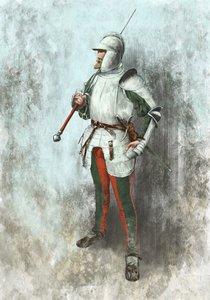 Lansquenet con armadura (ilustración) de Alessandro Lonati