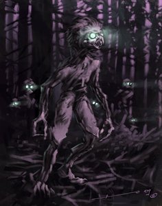 Criatura legendaria: Chupacabras, vampiro sudamericano Dibujo de Alessandro Lonati de Alessandro Lonati
