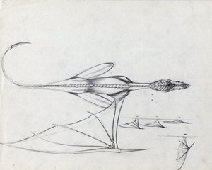 Animal legendario para la ilustración fantástica: estudio para un dragón Dibujo de Alessandro Lonati de Alessandro Lonati
