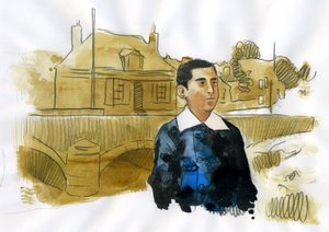 Marcel Proust joven en Illiers Combray (tinta sobre papel) de Alessandro Lonati