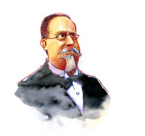 Retrato de Cesare Lombroso (1835-1909) fundador de la Escuela Italiana de Criminología (Retrato de Cesare Lombroso criminólogo y médico italiano, fundador de la Escuela Italiana de Criminología Positivista)