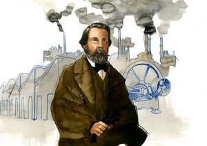 Retrato de Friedrich Engels (1820-1895), teórico y político socialista alemán de Alessandro Lonati