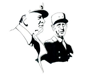 Retrato del general Charles de Gaulle y Winston Churchill de Alessandro Lonati