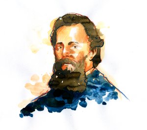 Retrato de Herman Melville (1819-1891) novelista ensayista y poeta estadounidense (Retrato del novelista estadounidense Herman Melville)