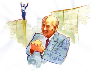 Retrato de Mijaíl Gorbachov (Gorbachov o Gorbachov) (nacido en 1931) Político ruso
