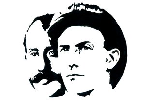 Retrato de Orville (1871-1948) y Wilbur Wright (1867-1912) pioneros americanos de la aviación (Wright brothers, Orville and wilbur American brothers, inventors, and aviation pioneers)