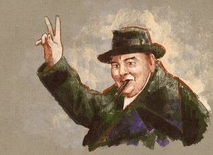 Retrato de Sir Winston Leonard Spencer Churchill (ilustración)